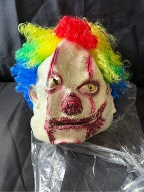 New Scary Rainbow Clown Mask - Distressed Horror Face Halloween Party